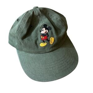 Vintage Green Mickey Mouse Embroidered Walt Disney World Adjustable Hat